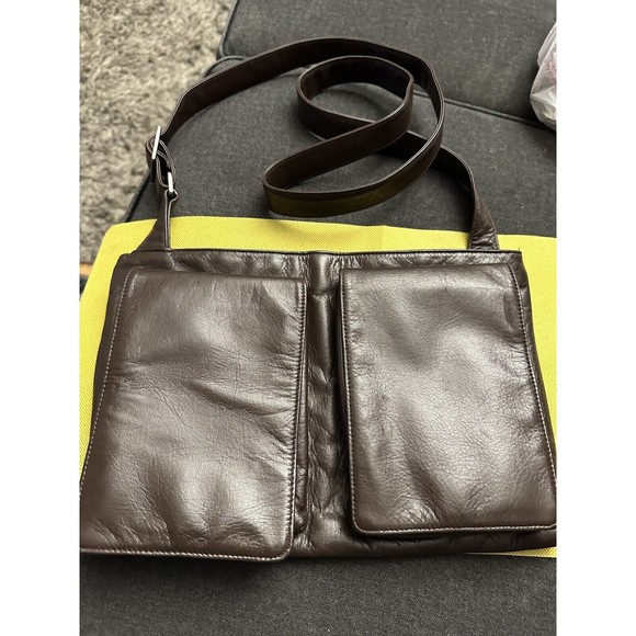 bloomingdales medium brown Very Soft Leather bag 12”x8”x2” Crossbody - Picture 1 of 10